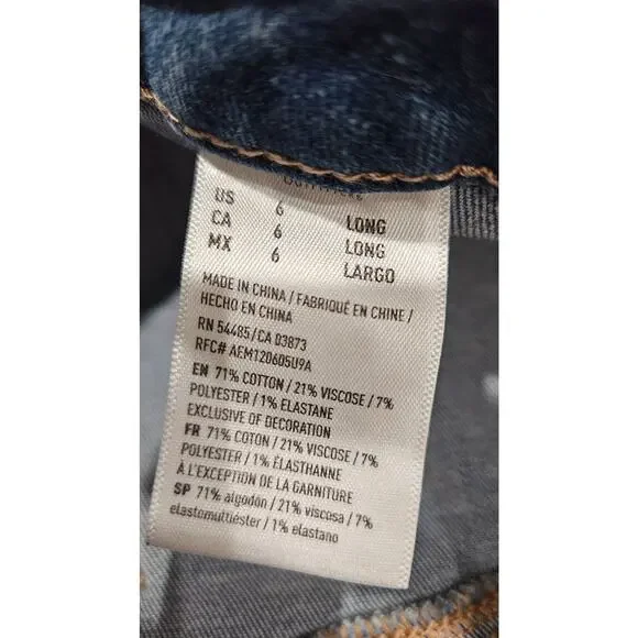 American Eagle Women's Blue Denim Jeans 5-Pocket Size 6 Inseam 32" - Picture 5 of 7